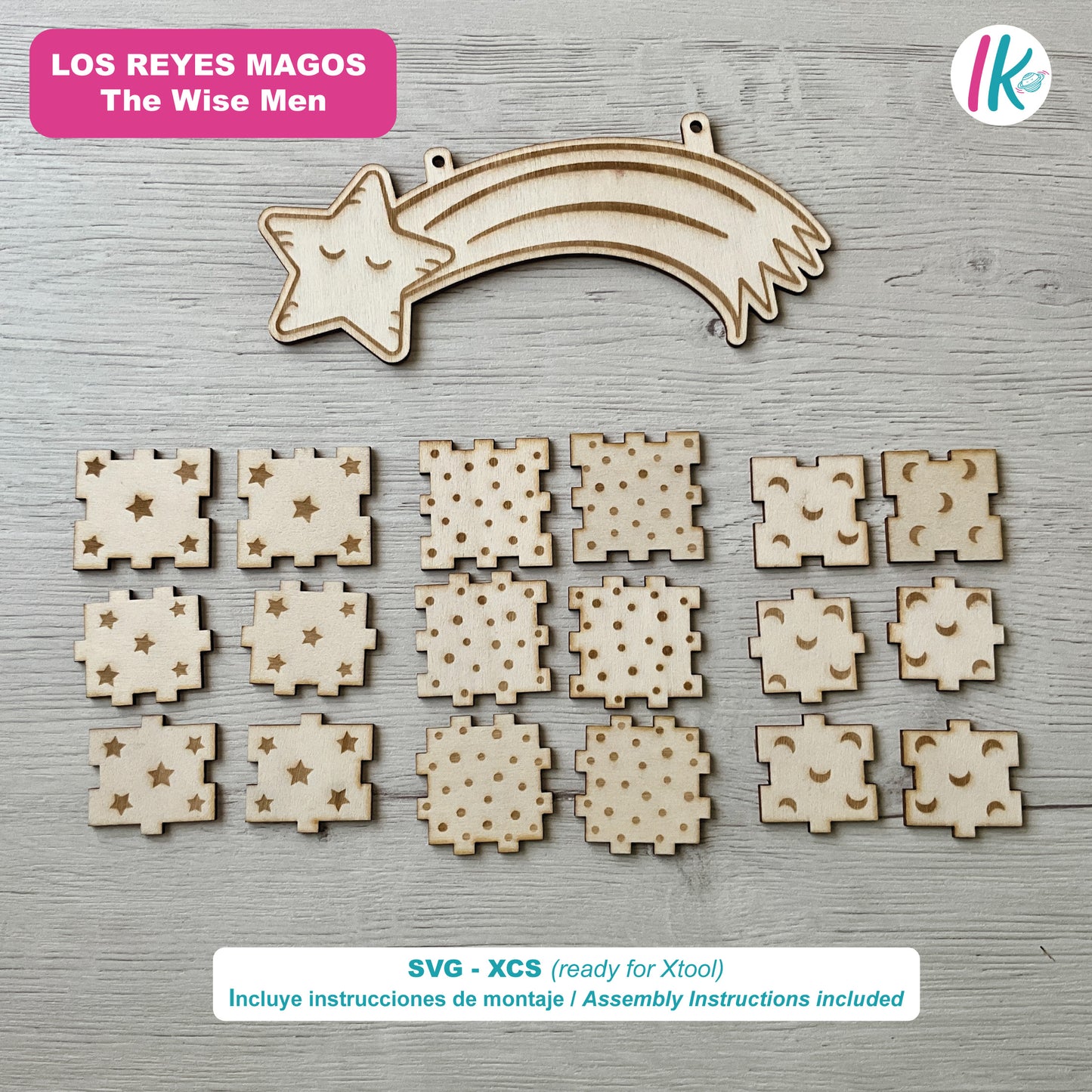 Reyes Magos+Regalos+Estrella - Archivo Digital Corte Láser