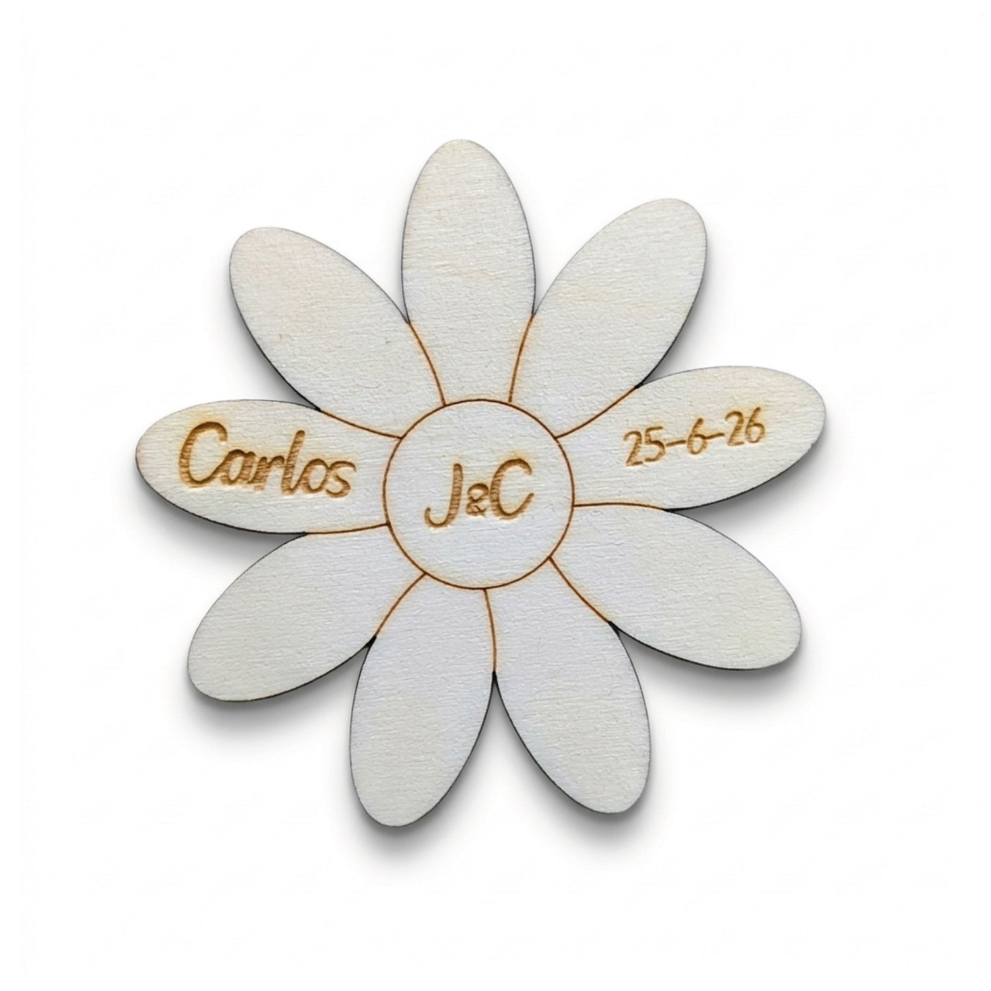 Marcasitios Flor Madera Personalizados. Pack 10 Unidades.