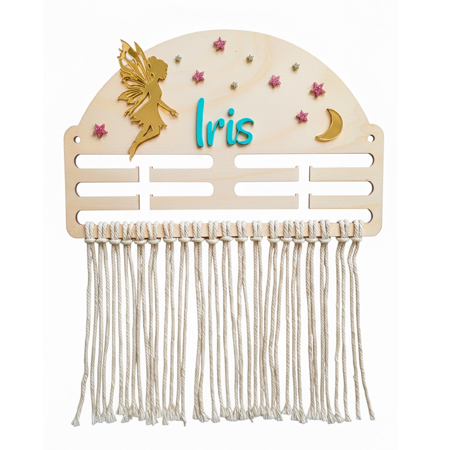 Organizador de lazos para el pelo personalizado con nombre. Almacenamiento de horquillas y diademas.