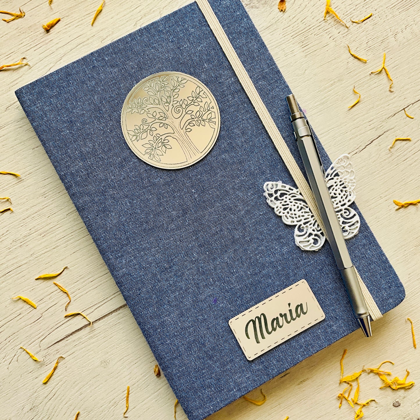 Libreta A5 personalizada Nombre + Árbol de la Vida o Flor de Loto