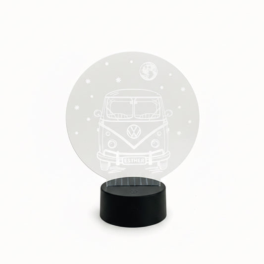 Lámpara Led Furgoneta Hippie + Nombre