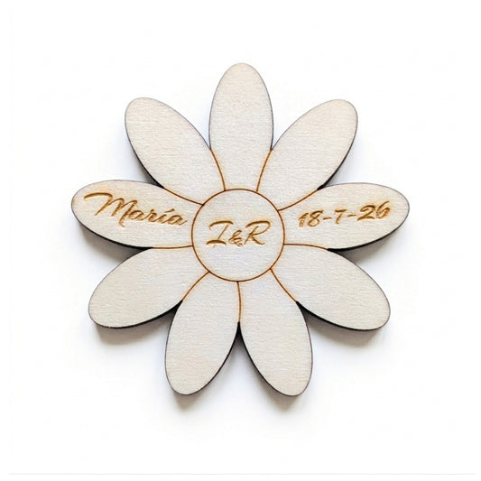 Marcasitios Flor Madera Personalizados. Pack 10 Unidades.