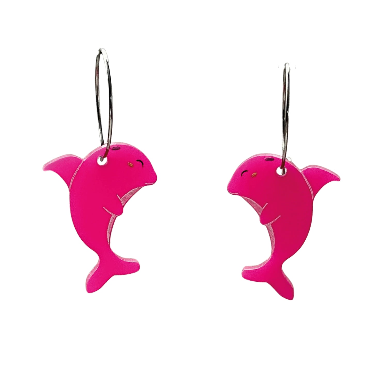 Par de Pendientes Delfines Acrílico. 3 cm.