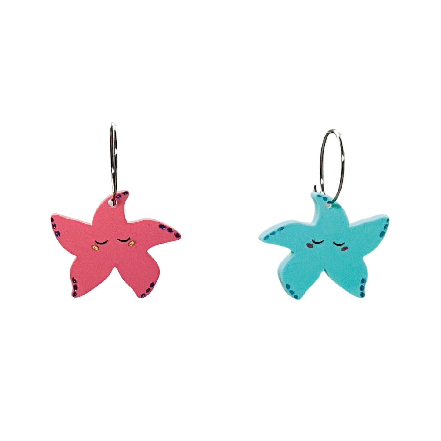 Par de Pendientes Estrellas de Mar Acrílico. 3 cm.