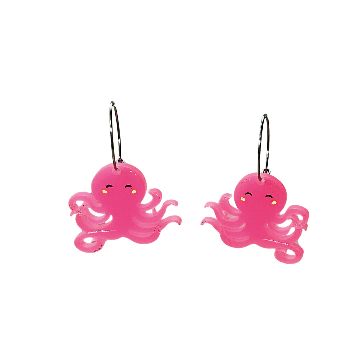 Par de Pendientes Pulpos Acrílico. 3 cm.