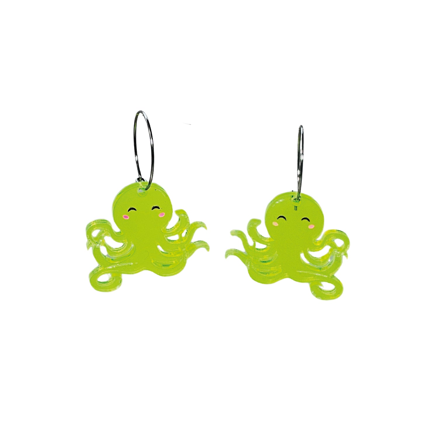 Par de Pendientes Pulpos Acrílico. 3 cm.