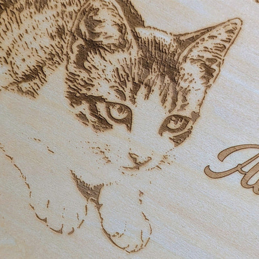 Placa grabada madera con foto de tu mascota